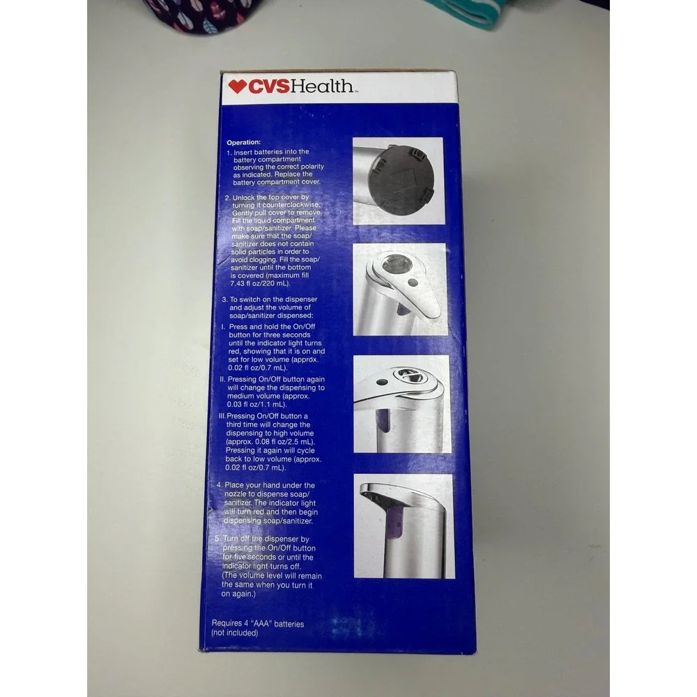 CVS Health Automatic Touchless Sanitizer & Soap Dispenser Stainless Steel 220mL